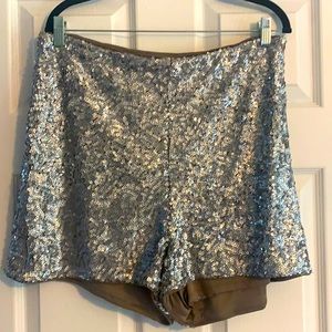 Express Silver Sequin Shorts